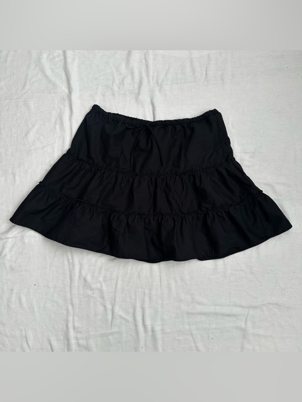 Sunday Best Black Cotton Tiered Mini Skirt